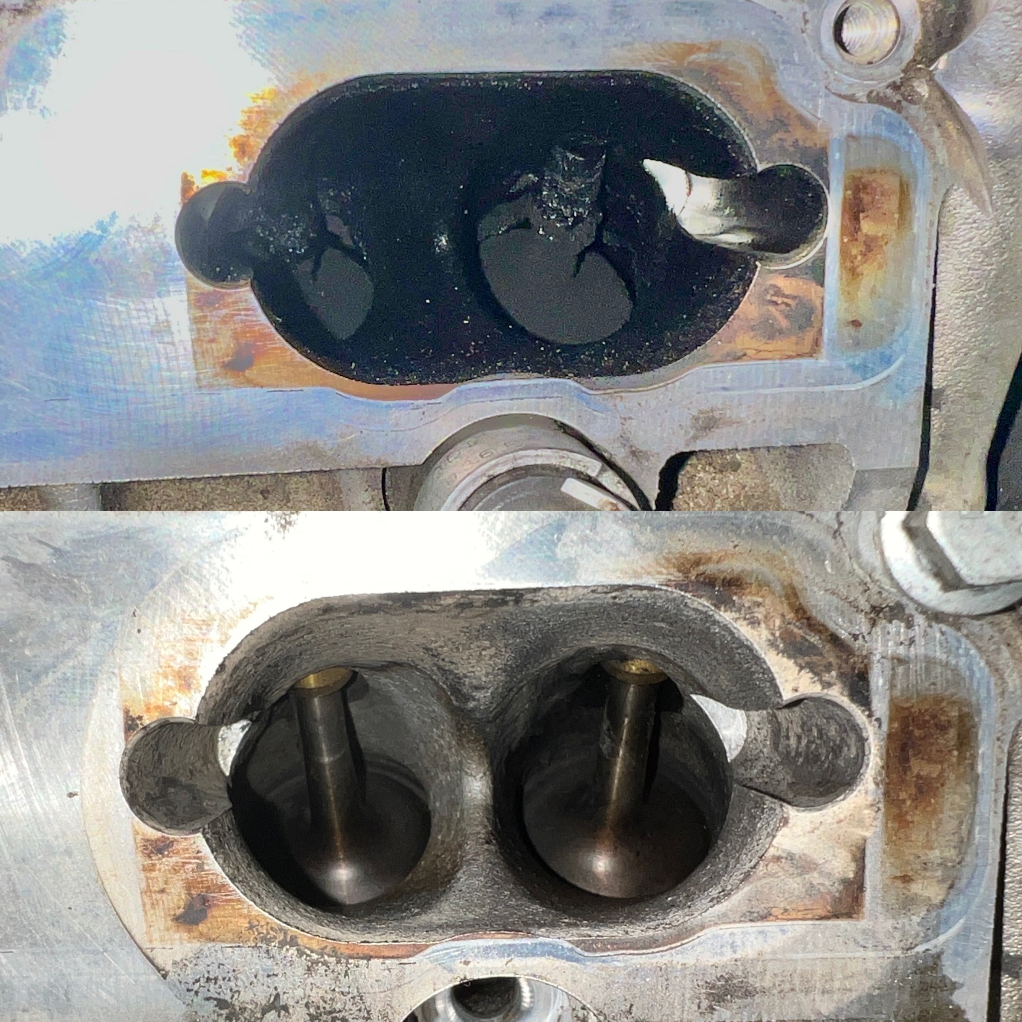 Walnut Blasting Intake Ports to Clean Carbon Buildup